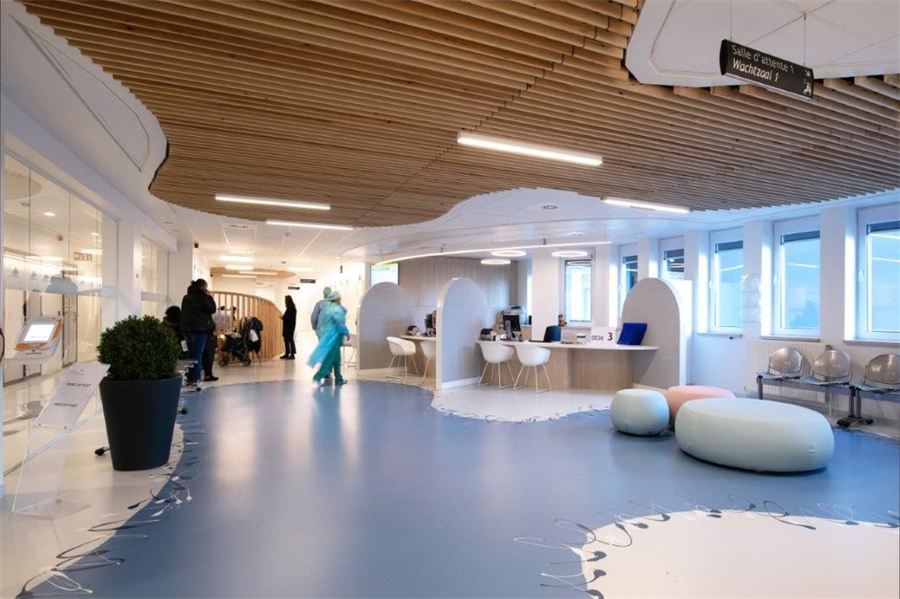 Hall d'accueil de l'Hôpital Iris à Ixelles
